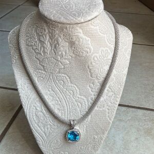 18in Swiss Blue Topaz and Sterling Silver Necklace